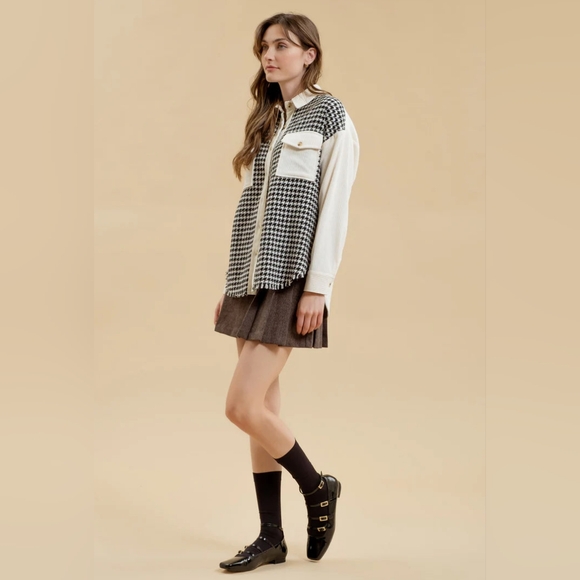 Blu Pepper houndstooth shacket - Picture 4 of 12